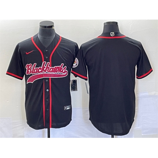 Men Chicago Blackhawks Blank Black Cool Base Stitched Baseball Jersey Men Chicago Blackhawks Blank Black Cool Base Stitched Baseball Jersey