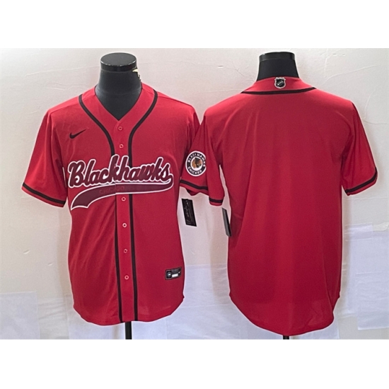 Men Chicago Blackhawks Blank Red Cool Base Stitched Baseball Jersey Men Chicago Blackhawks Blank Red Cool Base Stitched Baseball Jersey