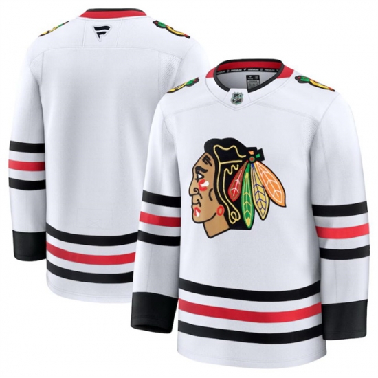 Men Chicago Blackhawks Blank White 2024 25 Away Stitched Hockey Jersey Men Chicago Blackhawks Blank White 2024 25 Away Stitched Hockey Jersey