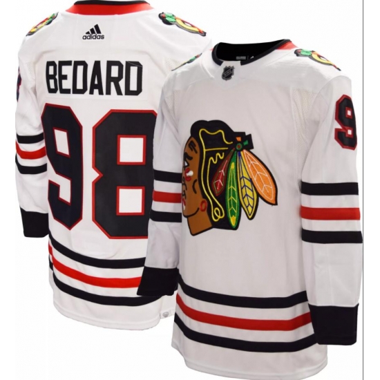 Men Chicago Blackhawks Connor Bedard #98 White Stitched NHL jersey Men Chicago Blackhawks Connor Bedard #98 White Stitched NHL jersey