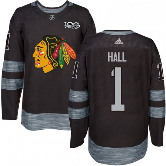 Mens Adidas Chicago Blackhawks 1 Glenn Hall Authentic Black 1917 2017 100th Anniversary NHL Jersey Mens Adidas Chicago Blackhawks 1 Glenn Hall Authentic Black 1917 2017 100th Anniversary NHL Jersey