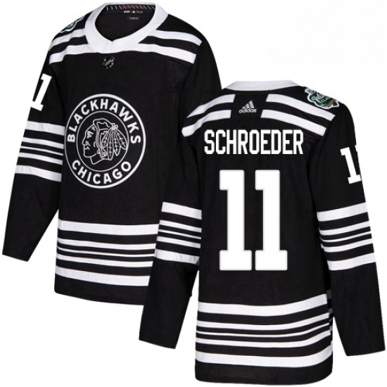 Mens Adidas Chicago Blackhawks 11 Jordan Schroeder Authentic Black 2019 Winter Classic NHL Jerse Mens Adidas Chicago Blackhawks 11 Jordan Schroeder Authentic Black 2019 Winter Classic NHL Jerse
