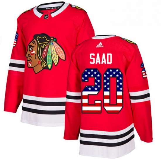 Mens Adidas Chicago Blackhawks 20 Brandon Saad Authentic Red USA Flag Fashion NHL Jersey Mens Adidas Chicago Blackhawks 20 Brandon Saad Authentic Red USA Flag Fashion NHL Jersey