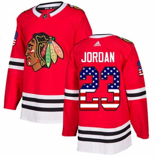 Mens Adidas Chicago Blackhawks 23 Michael Jordan Authentic Red USA Flag Fashion NHL Jersey Mens Adidas Chicago Blackhawks 23 Michael Jordan Authentic Red USA Flag Fashion NHL Jersey
