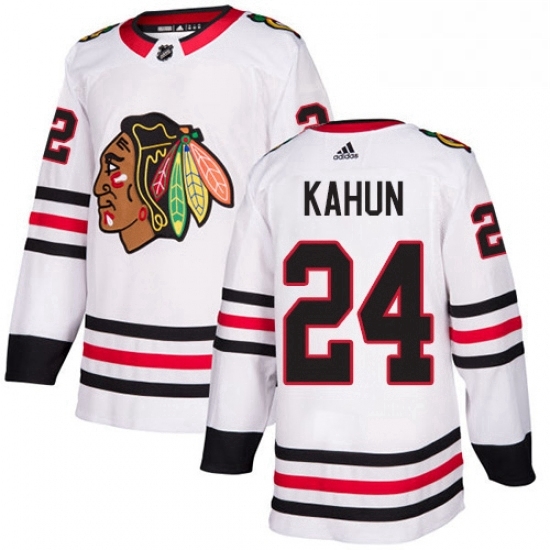 Mens Adidas Chicago Blackhawks 24 Dominik Kahun White Road Authentic Stitched NHL Jersey Mens Adidas Chicago Blackhawks 24 Dominik Kahun White Road Authentic Stitched NHL Jersey