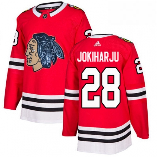 Mens Adidas Chicago Blackhawks 28 Henri Jokiharju Authentic Red Fashion Gold NHL Jersey Mens Adidas Chicago Blackhawks 28 Henri Jokiharju Authentic Red Fashion Gold NHL Jersey