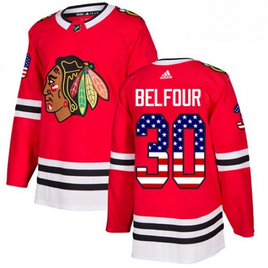 Mens Adidas Chicago Blackhawks 30 ED Belfour Authentic Red USA Flag Fashion NHL Jersey Mens Adidas Chicago Blackhawks 30 ED Belfour Authentic Red USA Flag Fashion NHL Jersey