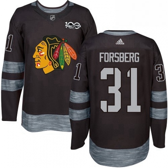 Mens Adidas Chicago Blackhawks 31 Anton Forsberg Authentic Black 1917 2017 100th Anniversary NHL Jersey Mens Adidas Chicago Blackhawks 31 Anton Forsberg Authentic Black 1917 2017 100th Anniversary NHL Jersey