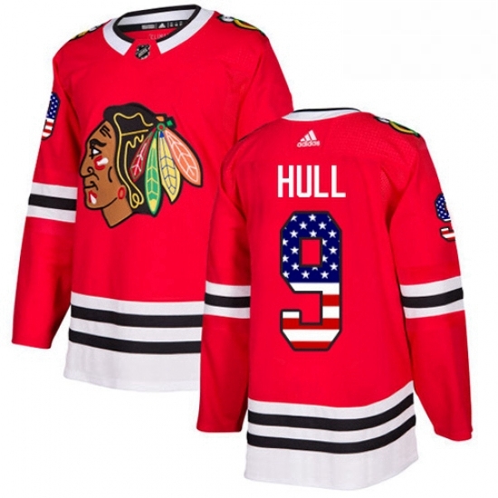 Mens Adidas Chicago Blackhawks 9 Bobby Hull Authentic Red USA Flag Fashion NHL Jersey Mens Adidas Chicago Blackhawks 9 Bobby Hull Authentic Red USA Flag Fashion NHL Jersey