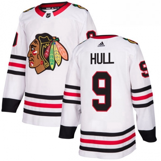 Mens Adidas Chicago Blackhawks 9 Bobby Hull Authentic White Away NHL Jersey Mens Adidas Chicago Blackhawks 9 Bobby Hull Authentic White Away NHL Jersey