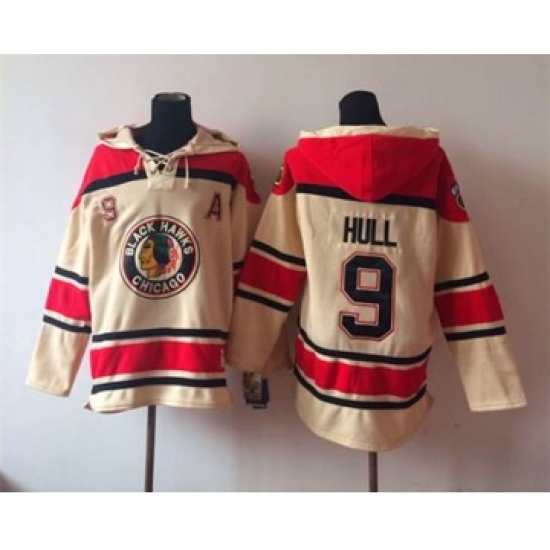 nhl jerseys chicago blackhawks #9 hull red-cream[pullover hooded sweatshirt][patch A]