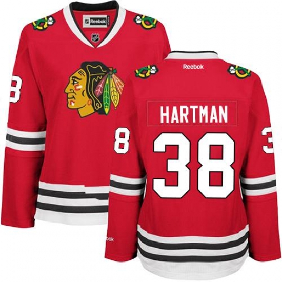 Blackhawks #38 Ryan Hartman Red Home Womens Stitched NHL Jersey Blackhawks #38 Ryan Hartman Red Home Womens Stitched NHL Jersey
