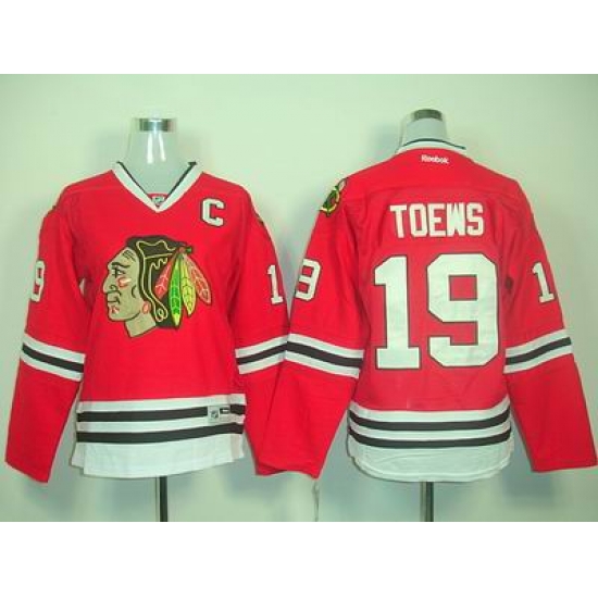 Women Chicago Blackhawks 19 TOEWS C Patch Red jersey Women Chicago Blackhawks 19 TOEWS C Patch Red jersey