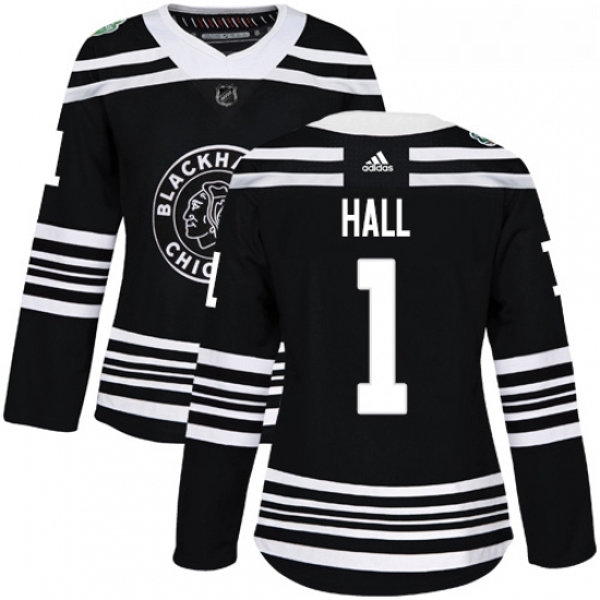 Womens Adidas Chicago Blackhawks 1 Glenn Hall Authentic Black 2019 Winter Classic NHL Jersey Womens Adidas Chicago Blackhawks 1 Glenn Hall Authentic Black 2019 Winter Classic NHL Jersey