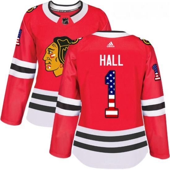 Womens Adidas Chicago Blackhawks 1 Glenn Hall Authentic Red USA Flag Fashion NHL Jersey Womens Adidas Chicago Blackhawks 1 Glenn Hall Authentic Red USA Flag Fashion NHL Jersey