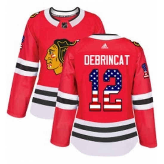 Womens Adidas Chicago Blackhawks 12 Alex DeBrincat Authentic Red USA Flag Fashion NHL Jersey Womens Adidas Chicago Blackhawks 12 Alex DeBrincat Authentic Red USA Flag Fashion NHL Jersey