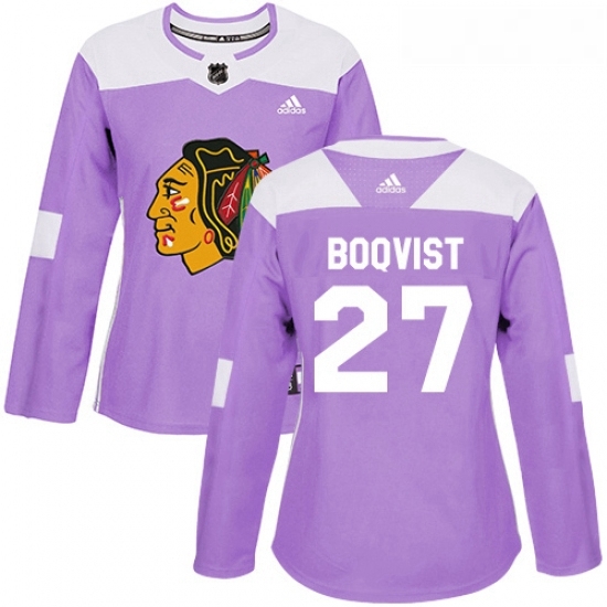 Womens Adidas Chicago Blackhawks 27 Adam Boqvist Authentic Purple Fights Cancer Practice NHL Jersey Womens Adidas Chicago Blackhawks 27 Adam Boqvist Authentic Purple Fights Cancer Practice NHL Jersey