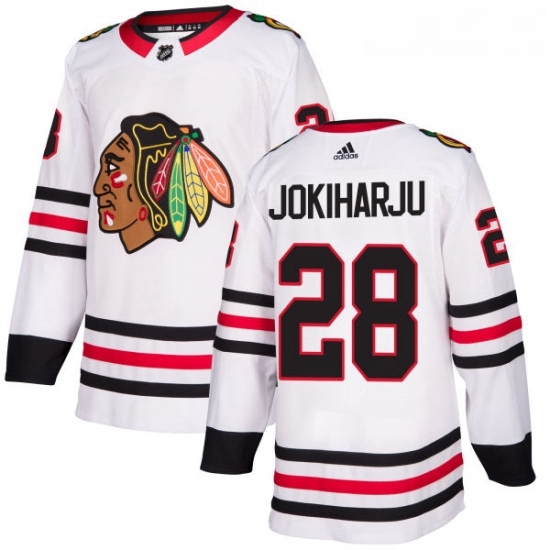 Womens Adidas Chicago Blackhawks 28 Henri Jokiharju Authentic White Away NHL Jersey Womens Adidas Chicago Blackhawks 28 Henri Jokiharju Authentic White Away NHL Jersey