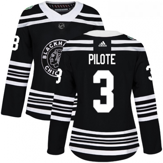 Womens Adidas Chicago Blackhawks 3 Pierre Pilote Authentic Black 2019 Winter Classic NHL Jersey Womens Adidas Chicago Blackhawks 3 Pierre Pilote Authentic Black 2019 Winter Classic NHL Jersey