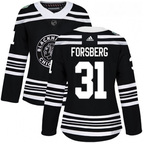 Womens Adidas Chicago Blackhawks 31 Anton Forsberg Authentic Black 2019 Winter Classic NHL Jersey Womens Adidas Chicago Blackhawks 31 Anton Forsberg Authentic Black 2019 Winter Classic NHL Jersey