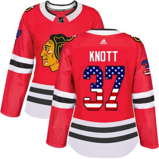 Womens Adidas Chicago Blackhawks 37 Graham Knott Authentic Red USA Flag Fashion NHL Jersey Womens Adidas Chicago Blackhawks 37 Graham Knott Authentic Red USA Flag Fashion NHL Jersey