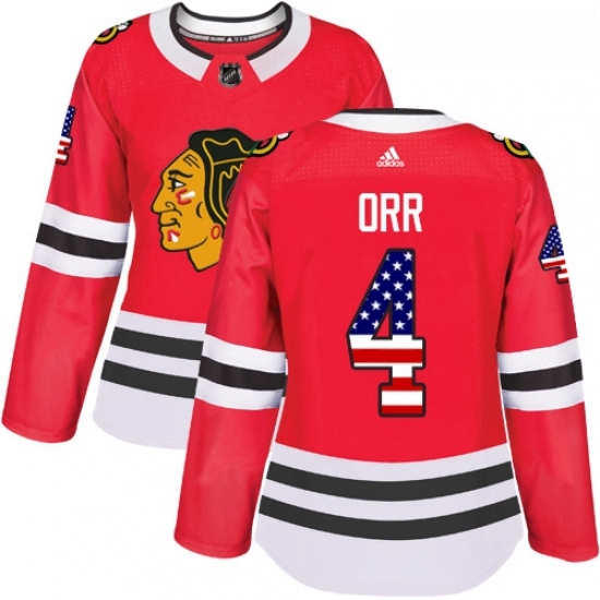 Womens Adidas Chicago Blackhawks 4 Bobby Orr Authentic Red USA Flag Fashion NHL Jersey Womens Adidas Chicago Blackhawks 4 Bobby Orr Authentic Red USA Flag Fashion NHL Jersey