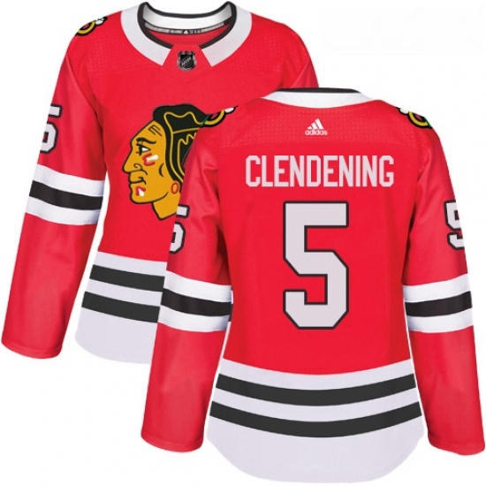Womens Adidas Chicago Blackhawks 5 Adam Clendening Authentic Red Home NHL Jersey Womens Adidas Chicago Blackhawks 5 Adam Clendening Authentic Red Home NHL Jersey