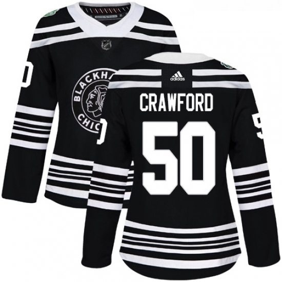 Womens Adidas Chicago Blackhawks 50 Corey Crawford Authentic Black 2019 Winter Classic NHL Jersey Womens Adidas Chicago Blackhawks 50 Corey Crawford Authentic Black 2019 Winter Classic NHL Jersey