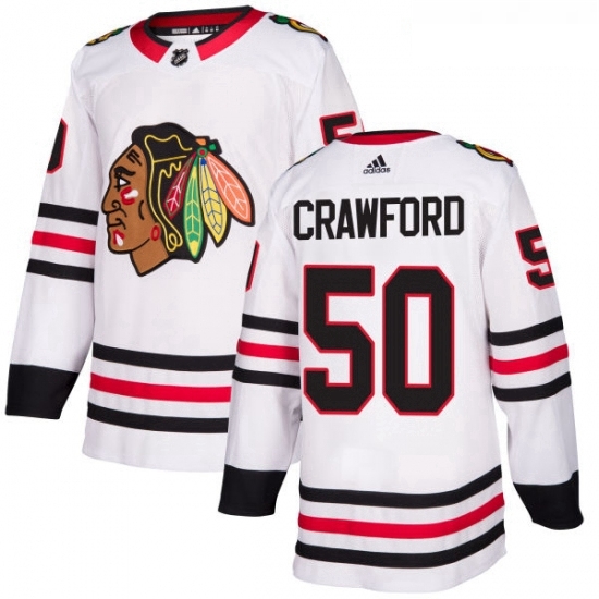 Womens Adidas Chicago Blackhawks 50 Corey Crawford Authentic White Away NHL Jersey Womens Adidas Chicago Blackhawks 50 Corey Crawford Authentic White Away NHL Jersey