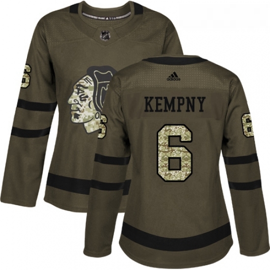 Womens Adidas Chicago Blackhawks 6 Michal Kempny Authentic Green Salute to Service NHL Jersey Womens Adidas Chicago Blackhawks 6 Michal Kempny Authentic Green Salute to Service NHL Jersey