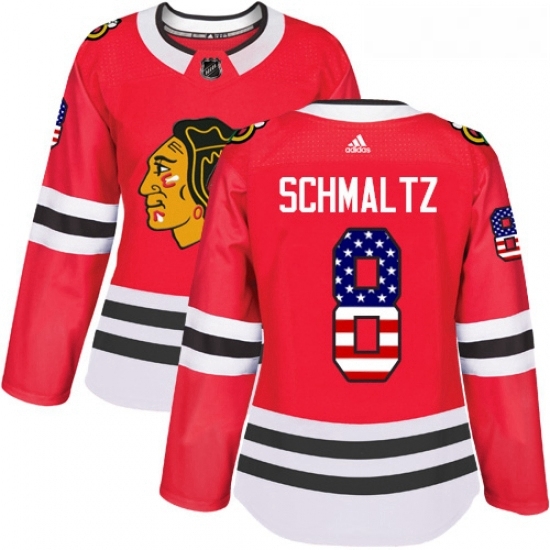 Womens Adidas Chicago Blackhawks 8 Nick Schmaltz Authentic Red USA Flag Fashion NHL Jersey Womens Adidas Chicago Blackhawks 8 Nick Schmaltz Authentic Red USA Flag Fashion NHL Jersey