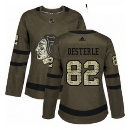 Womens Adidas Chicago Blackhawks 82 Jordan Oesterle Authentic Green Salute to Service NHL Jersey Womens Adidas Chicago Blackhawks 82 Jordan Oesterle Authentic Green Salute to Service NHL Jersey