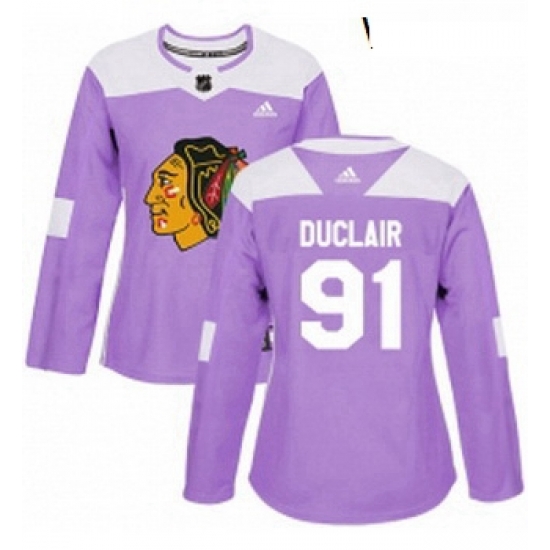 Womens Adidas Chicago Blackhawks 91 Anthony Duclair Authentic Purple Fights Cancer Practice NHL Jersey Womens Adidas Chicago Blackhawks 91 Anthony Duclair Authentic Purple Fights Cancer Practice NHL Jersey