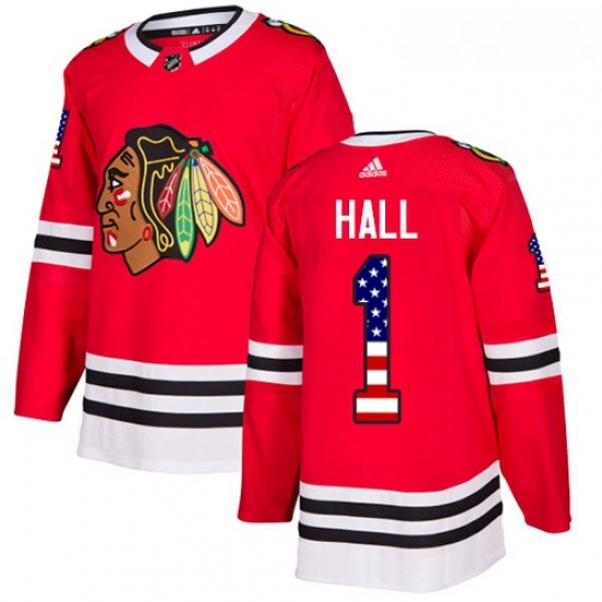 Youth Adidas Chicago Blackhawks 1 Glenn Hall Authentic Red USA Flag Fashion NHL Jersey Youth Adidas Chicago Blackhawks 1 Glenn Hall Authentic Red USA Flag Fashion NHL Jersey