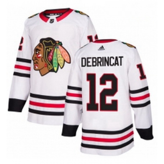 Youth Adidas Chicago Blackhawks 12 Alex DeBrincat Authentic White Away NHL Jersey Youth Adidas Chicago Blackhawks 12 Alex DeBrincat Authentic White Away NHL Jersey