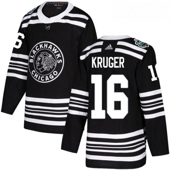 Youth Adidas Chicago Blackhawks 16 Marcus Kruger Authentic Black 2019 Winter Classic NHL Jerse Youth Adidas Chicago Blackhawks 16 Marcus Kruger Authentic Black 2019 Winter Classic NHL Jerse