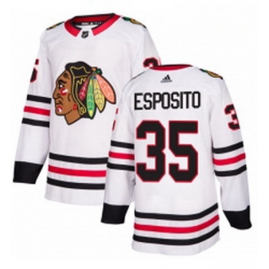 Youth Adidas Chicago Blackhawks 35 Tony Esposito Authentic White Away NHL Jersey Youth Adidas Chicago Blackhawks 35 Tony Esposito Authentic White Away NHL Jersey