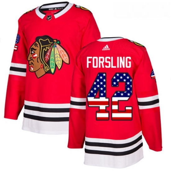 Youth Adidas Chicago Blackhawks 42 Gustav Forsling Authentic Red USA Flag Fashion NHL Jersey Youth Adidas Chicago Blackhawks 42 Gustav Forsling Authentic Red USA Flag Fashion NHL Jersey