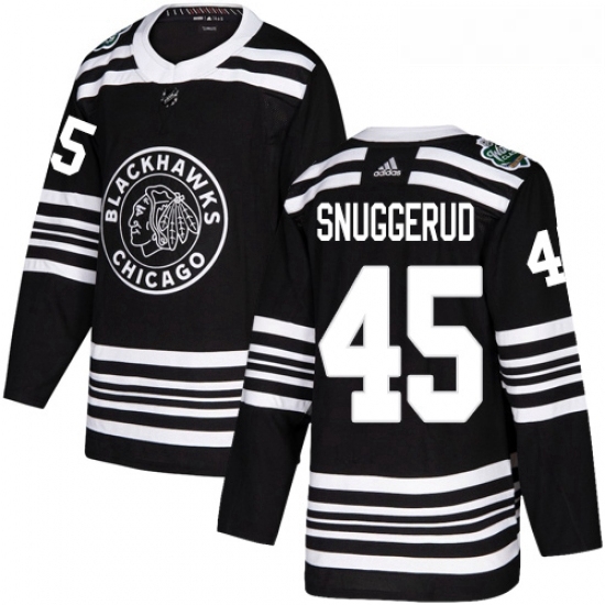 Youth Adidas Chicago Blackhawks 45 Luc Snuggerud Authentic Black 2019 Winter Classic NHL Jersey Youth Adidas Chicago Blackhawks 45 Luc Snuggerud Authentic Black 2019 Winter Classic NHL Jersey