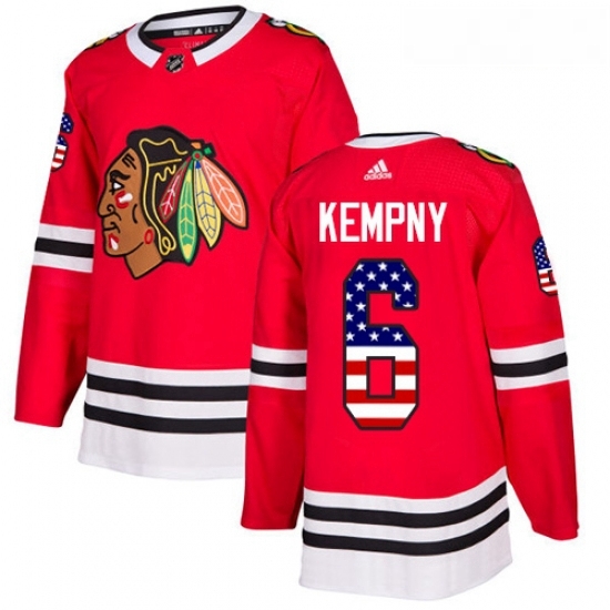 Youth Adidas Chicago Blackhawks 6 Michal Kempny Authentic Red USA Flag Fashion NHL Jersey Youth Adidas Chicago Blackhawks 6 Michal Kempny Authentic Red USA Flag Fashion NHL Jersey