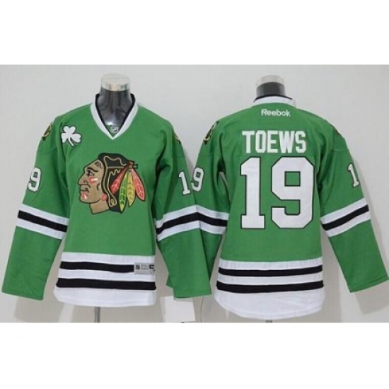 Youth Chicago Blackhawks #19 Jonathan Toews Stitched Green NHL Jersey Youth Chicago Blackhawks #19 Jonathan Toews Stitched Green NHL Jersey