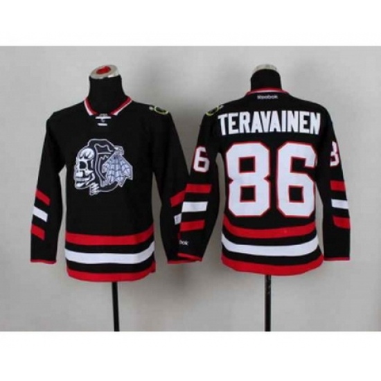 youth nhl jerseys chicago blackhawks #86 teravainen black-1[2014 Stadium Series][the skeleton head]