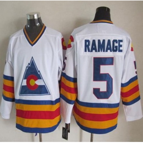 Colorado Avalanche #5 Rob Ramage White CCM Throwback Stitched NHL Jersey Colorado Avalanche #5 Rob Ramage White CCM Throwback Stitched NHL Jersey