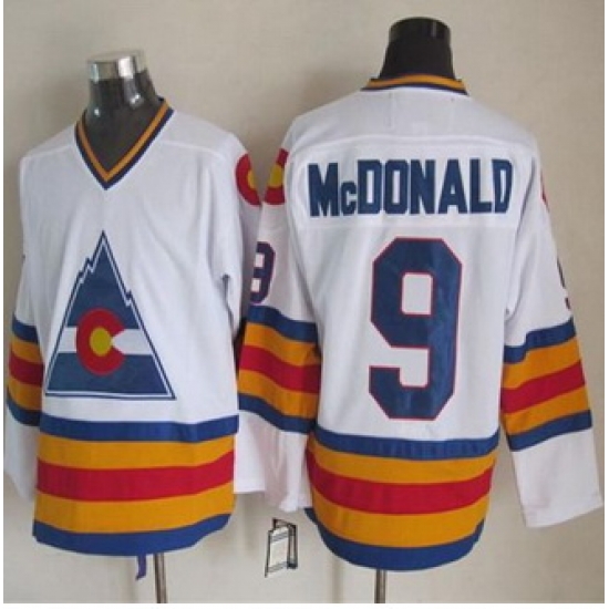 Colorado Avalanche #9 Lanny McDonald White CCM Throwback Stitched NHL jersey Colorado Avalanche #9 Lanny McDonald White CCM Throwback Stitched NHL jersey