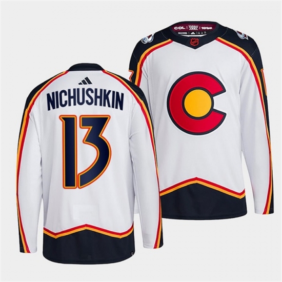 Men Colorado Avalanche 13 Valeri Nichushkin White 2022 23 Reverse Retro Stitched Jersey Men Colorado Avalanche 13 Valeri Nichushkin White 2022 23 Reverse Retro Stitched Jersey