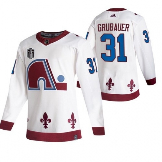 Men Colorado Avalanche 31 Philipp Grubauer White 2022 Stanley Cup Final Patch Reverse Retro Stitched Jersey Men Colorado Avalanche 31 Philipp Grubauer White 2022 Stanley Cup Final Patch Reverse Retro Stitched Jersey