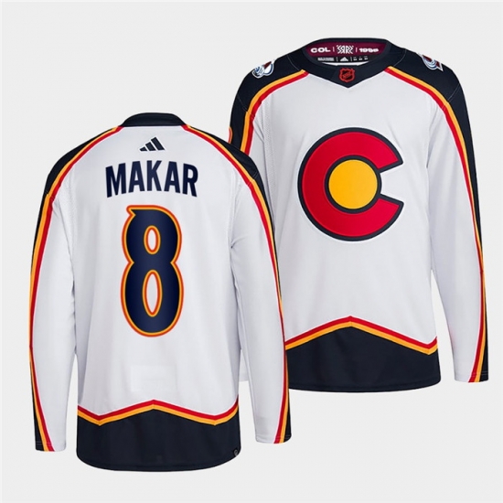 Men Colorado Avalanche 8 Cale Makar 2022 23 White Reverse Retro Stitched Jersey Men Colorado Avalanche 8 Cale Makar 2022 23 White Reverse Retro Stitched Jersey