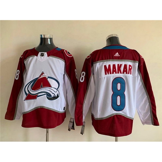 Men Colorado Avalanche 8 Cale Makar White Stitched NHL Jersey Men Colorado Avalanche 8 Cale Makar White Stitched NHL Jersey