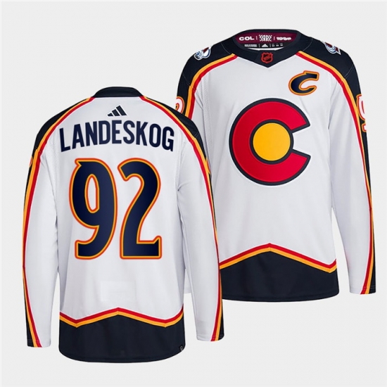 Men Colorado Avalanche 92 Gabriel Landeskog 2022 23 White Reverse Retro Stitched Jersey Men Colorado Avalanche 92 Gabriel Landeskog 2022 23 White Reverse Retro Stitched Jersey