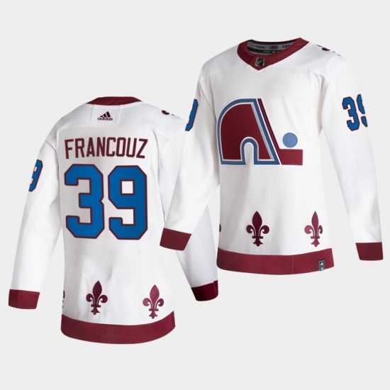 Men Colorado Avalanche Pavel Francouz #39 2021 Reverse Retro White Stitched NHL Jersey Men Colorado Avalanche Pavel Francouz #39 2021 Reverse Retro White Stitched NHL Jersey